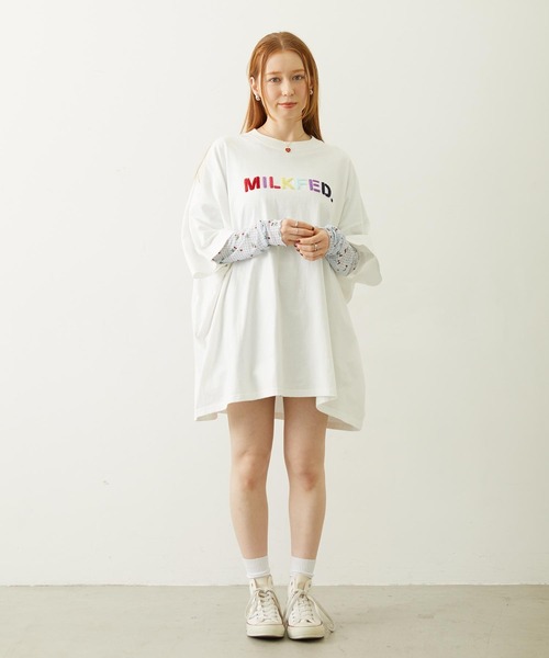 MILKFED.(ミルクフェド)の「STENCIL SAGARA EMBROIDERY S/S TEE(Tシャツ/カットソー・レディース・ホワイト/オフホワイト/チャコール・ONE SIZE)」の15枚目の写真