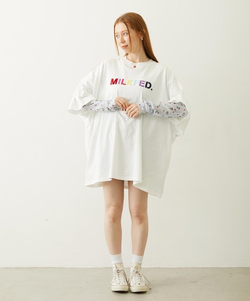 MILKFED.(ミルクフェド)の「STENCIL SAGARA EMBROIDERY S/S TEE(Tシャツ/カットソー・レディース・ホワイト/オフホワイト/チャコール・ONE SIZE)」の16枚目の写真