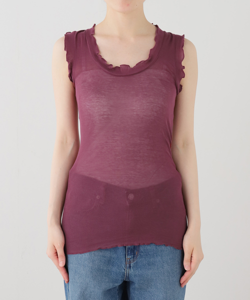 IENA LA BOUCLE(イエナラブークル)の「《追加》seamless basic./シームレスベーシック Flounce タンクトップ(タンクトップ・レディース・ブラウン/ピンク/ブラック/ホワイト/パープル・FREE)」の5枚目の写真