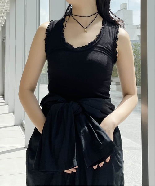 IENA LA BOUCLE(イエナラブークル)の「《追加》seamless basic./シームレスベーシック Flounce タンクトップ(タンクトップ・レディース・ブラウン/ピンク/ブラック/ホワイト/パープル・FREE)」の6枚目の写真