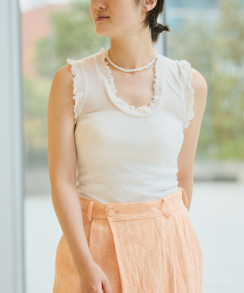 IENA LA BOUCLE(イエナラブークル)の「《追加》seamless basic./シームレスベーシック Flounce タンクトップ(タンクトップ・レディース・ブラウン/ピンク/ブラック/ホワイト/パープル・FREE)」の8枚目の写真
