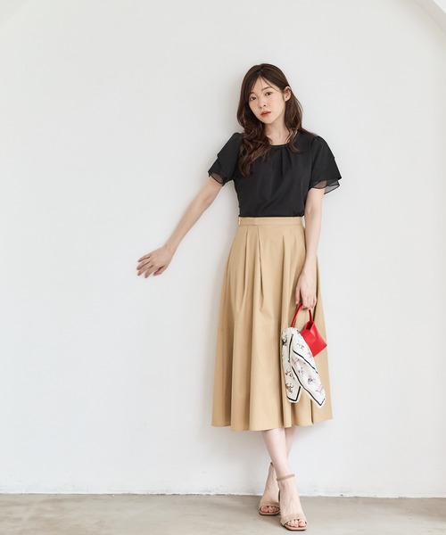 12Twelve Agenda(トゥエルブ アジェンダ)の「撥水タックフレアスカート(スカート・レディース・ベージュ/ブラック/ブルー・M)」の19枚目の写真