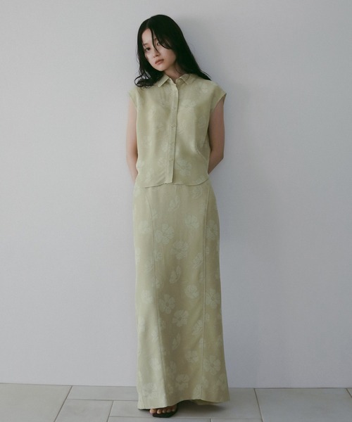 anuke(アンヌーク)の「Flower Jacquard Skirt(スカート・レディース・ブラウン/アイボリー・38inch/36inch)」の3枚目の写真