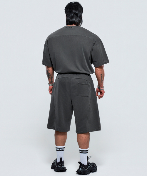 PHYSICAL GARMENTS（フィジカルガーメンツ）の「P2634 ピグダイイングウェーブ切り替えバミューダパンツ [チャコール]（その他パンツ・メンズ・チャコール・2/1）」の13枚目の写真