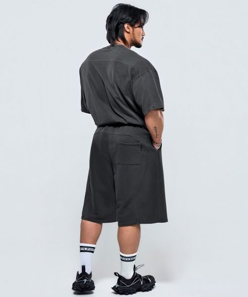 PHYSICAL GARMENTS（フィジカルガーメンツ）の「P2634 ピグダイイングウェーブ切り替えバミューダパンツ [チャコール]（その他パンツ・メンズ・チャコール・2/1）」の14枚目の写真