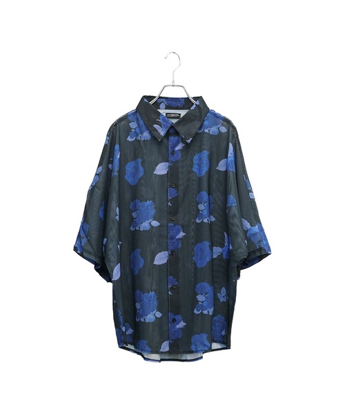 MinoriTY（マイノリティ）の「【MinoriTY】総柄メッシュドルマンシャツ メンズ 春服 夏服 涼しげ 五分袖（シャツ/ブラウス・メンズ・ブラック×ホワイト/ブラック×グレー/ブルー系その他/グリーン系その他・L/M）」の5枚目の写真