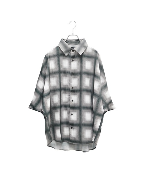 MinoriTY（マイノリティ）の「【MinoriTY】総柄メッシュドルマンシャツ メンズ 春服 夏服 涼しげ 五分袖（シャツ/ブラウス・メンズ・ブラック×ホワイト/ブラック×グレー/ブルー系その他/グリーン系その他・L/M）」の9枚目の写真