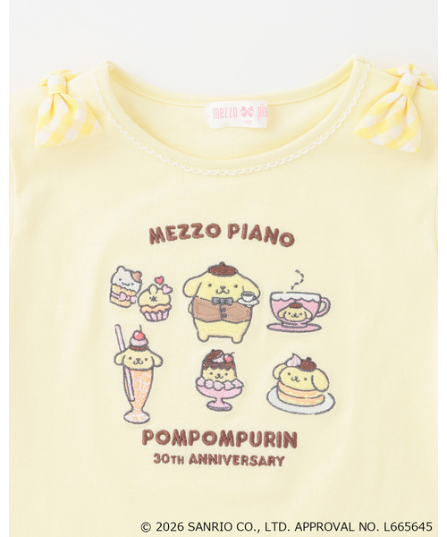 mezzo piano(メゾピアノ)の「【ポムポムプリン】裾スカラップ パフスリーブTシャツ(Tシャツ/カットソー・キッズ・オフホワイト・140cm/130cm/120cm)」の3枚目の写真