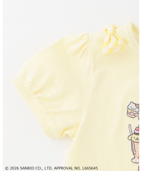 mezzo piano(メゾピアノ)の「【ポムポムプリン】裾スカラップ パフスリーブTシャツ(Tシャツ/カットソー・キッズ・オフホワイト・140cm/130cm/120cm)」の5枚目の写真