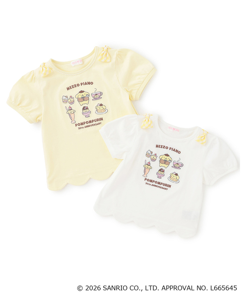 mezzo piano(メゾピアノ)の「【ポムポムプリン】裾スカラップ パフスリーブTシャツ(Tシャツ/カットソー・キッズ・オフホワイト・140cm/130cm/120cm)」の8枚目の写真