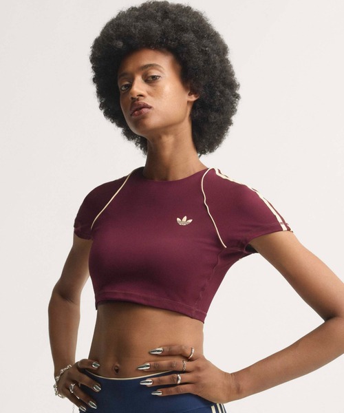 adidas(アディダス)の「adidas OG SPORT T-SHIRTS BRA / アディダス オリジナルス スポーツ SST ブラTシャツ(Tシャツ/カットソー・レディース・マルーン・S/M/L)」の4枚目の写真