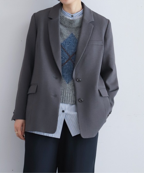 NOMBRE IMPAIR(ノンブルアンペール)の「【予約】ポリエステルスラブストレッチ テーラードジャケット(テーラードジャケット・レディース・ダークブラウン/チャコールグレー・FREE)」の1枚目の写真
