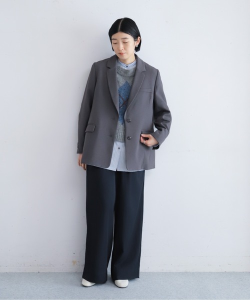 NOMBRE IMPAIR(ノンブルアンペール)の「【予約】ポリエステルスラブストレッチ テーラードジャケット(テーラードジャケット・レディース・ダークブラウン/チャコールグレー・FREE)」の3枚目の写真