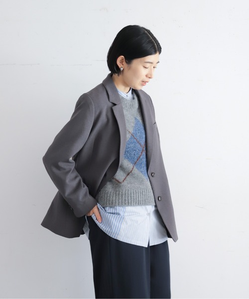 NOMBRE IMPAIR(ノンブルアンペール)の「【予約】ポリエステルスラブストレッチ テーラードジャケット(テーラードジャケット・レディース・ダークブラウン/チャコールグレー・FREE)」の8枚目の写真