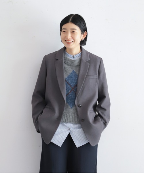 NOMBRE IMPAIR(ノンブルアンペール)の「【予約】ポリエステルスラブストレッチ テーラードジャケット(テーラードジャケット・レディース・ダークブラウン/チャコールグレー・FREE)」の7枚目の写真