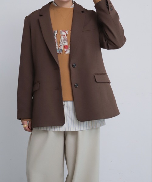 NOMBRE IMPAIR(ノンブルアンペール)の「【予約】ポリエステルスラブストレッチ テーラードジャケット(テーラードジャケット・レディース・ダークブラウン/チャコールグレー・FREE)」の15枚目の写真