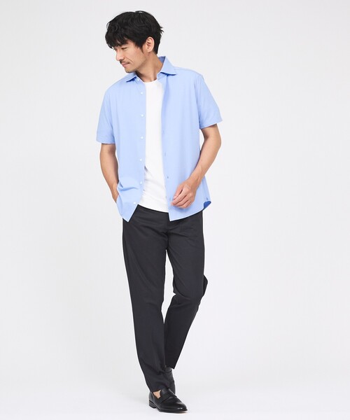 ABAHOUSE GRAY（アバハウスグレイ）の「【ON/OFF兼用】シルキー マイクロカノコ 半袖シャツ（シャツ/ブラウス・メンズ・ホワイト/サックスブルー/グレイッシュベージュ/グレイッシュブルー・44/46/48/50）」の7枚目の写真