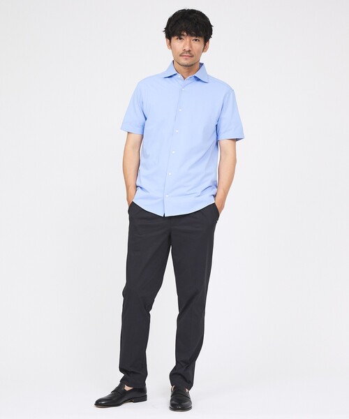 ABAHOUSE GRAY（アバハウスグレイ）の「【ON/OFF兼用】シルキー マイクロカノコ 半袖シャツ（シャツ/ブラウス・メンズ・ホワイト/サックスブルー/グレイッシュベージュ/グレイッシュブルー・44/46/48/50）」の8枚目の写真
