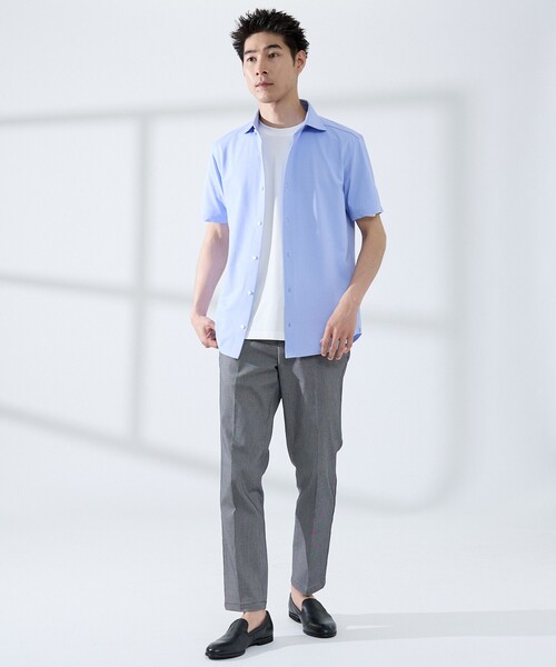 ABAHOUSE GRAY（アバハウスグレイ）の「【ON/OFF兼用】シルキー マイクロカノコ 半袖シャツ（シャツ/ブラウス・メンズ・ホワイト/サックスブルー/グレイッシュベージュ/グレイッシュブルー・44/46/48/50）」の9枚目の写真