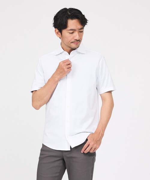 ABAHOUSE GRAY（アバハウスグレイ）の「【ON/OFF兼用】シルキー マイクロカノコ 半袖シャツ（シャツ/ブラウス・メンズ・ホワイト/サックスブルー/グレイッシュベージュ/グレイッシュブルー・44/46/48/50）」の13枚目の写真