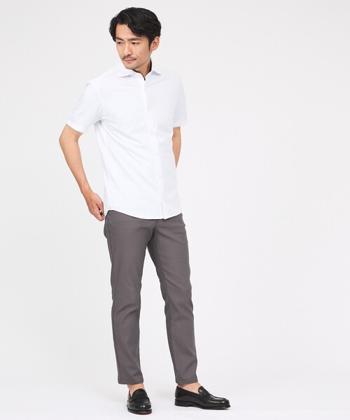 ABAHOUSE GRAY（アバハウスグレイ）の「【ON/OFF兼用】シルキー マイクロカノコ 半袖シャツ（シャツ/ブラウス・メンズ・ホワイト/サックスブルー/グレイッシュベージュ/グレイッシュブルー・44/46/48/50）」の14枚目の写真