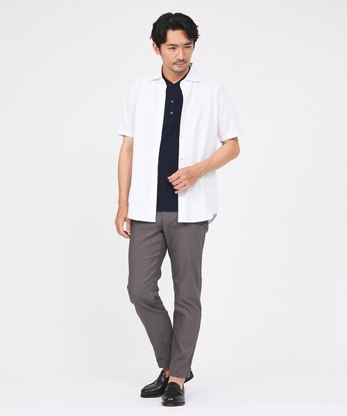 ABAHOUSE GRAY（アバハウスグレイ）の「【ON/OFF兼用】シルキー マイクロカノコ 半袖シャツ（シャツ/ブラウス・メンズ・ホワイト/サックスブルー/グレイッシュベージュ/グレイッシュブルー・44/46/48/50）」の16枚目の写真