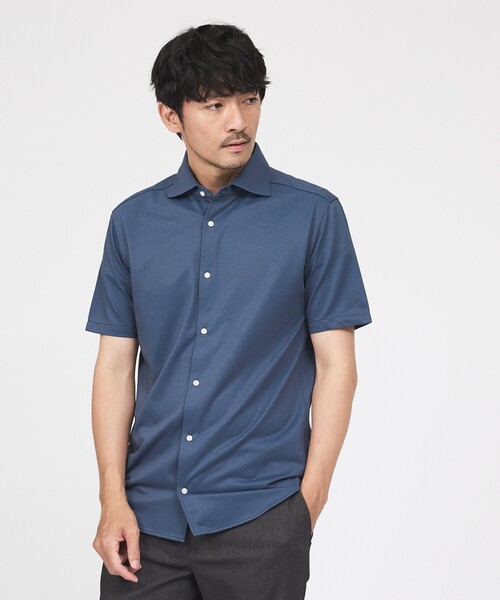ABAHOUSE GRAY(アバハウスグレイ)の「【ON/OFF兼用】シルキー マイクロカノコ 半袖シャツ(シャツ/ブラウス・メンズ・ホワイト/サックスブルー/グレイッシュベージュ/グレイッシュブルー・44/46/48/50)」の10枚目の写真