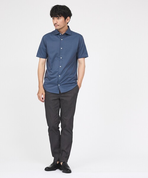 ABAHOUSE GRAY(アバハウスグレイ)の「【ON/OFF兼用】シルキー マイクロカノコ 半袖シャツ(シャツ/ブラウス・メンズ・ホワイト/サックスブルー/グレイッシュベージュ/グレイッシュブルー・44/46/48/50)」の5枚目の写真