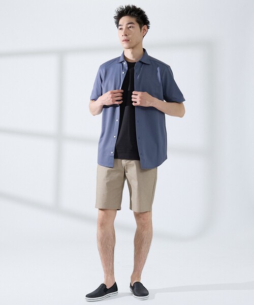 ABAHOUSE GRAY(アバハウスグレイ)の「【ON/OFF兼用】シルキー マイクロカノコ 半袖シャツ(シャツ/ブラウス・メンズ・ホワイト/サックスブルー/グレイッシュベージュ/グレイッシュブルー・44/46/48/50)」の8枚目の写真