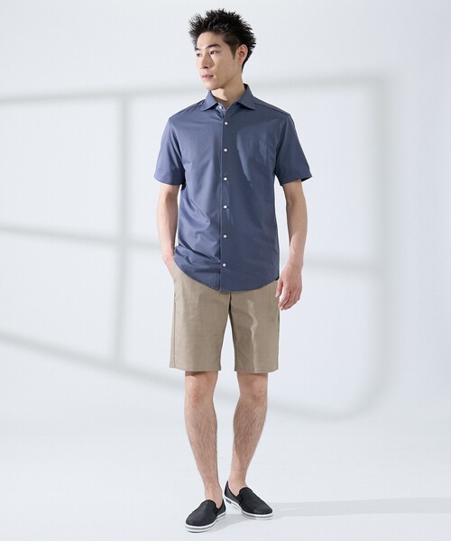 ABAHOUSE GRAY(アバハウスグレイ)の「【ON/OFF兼用】シルキー マイクロカノコ 半袖シャツ(シャツ/ブラウス・メンズ・ホワイト/サックスブルー/グレイッシュベージュ/グレイッシュブルー・44/46/48/50)」の9枚目の写真