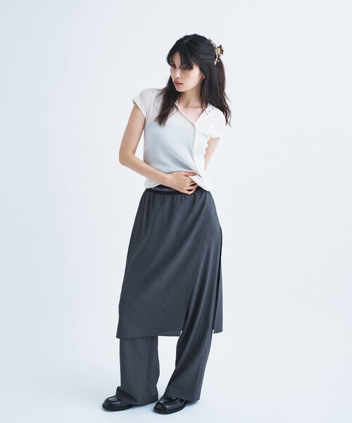 CODE A(コードエー)の「soft button hood tee(Tシャツ/カットソー・レディース・オフホワイト/ライトグリーン/ブラック・00)」の19枚目の写真