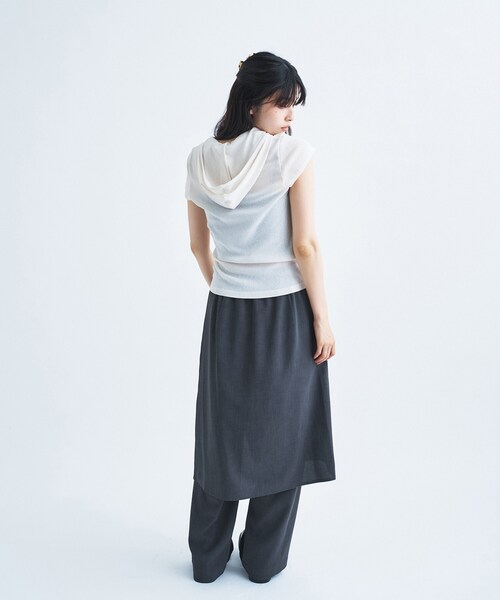 CODE A(コードエー)の「soft button hood tee(Tシャツ/カットソー・レディース・オフホワイト/ライトグリーン/ブラック・00)」の21枚目の写真