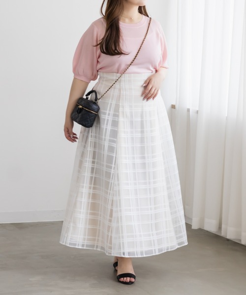 CLETTE（クレット）の「CLETTEオリジナルシアーサマーニット（ニット/セーター・レディース・オフホワイト/ピンク・4L/3L/LL）」の7枚目の写真