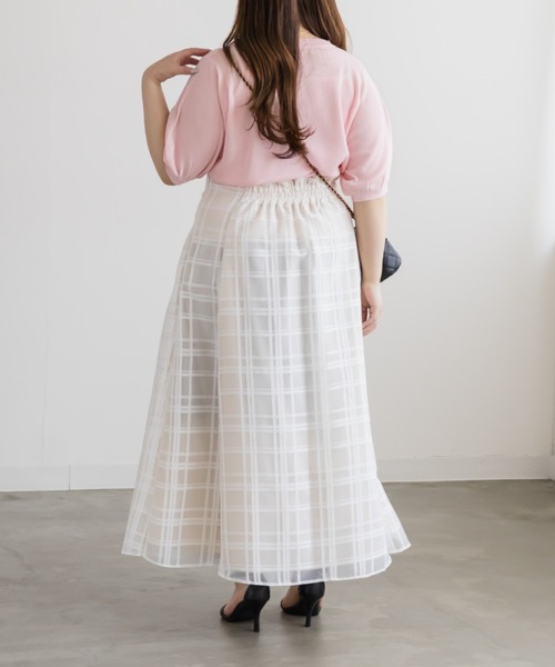 CLETTE（クレット）の「CLETTEオリジナルシアーサマーニット（ニット/セーター・レディース・オフホワイト/ピンク・4L/3L/LL）」の8枚目の写真