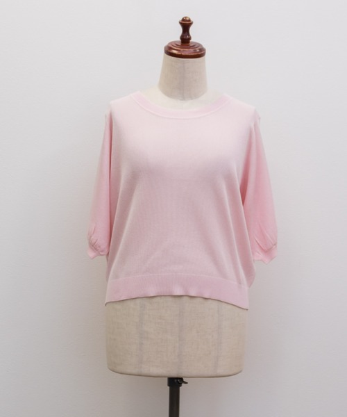 CLETTE（クレット）の「CLETTEオリジナルシアーサマーニット（ニット/セーター・レディース・オフホワイト/ピンク・4L/3L/LL）」の9枚目の写真