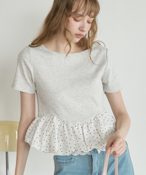 Birthday room(バースデイルーム)の「ドッキングバルーンぺプラムトップス/Docking Balloon Peplum Top(Tシャツ/カットソー・レディース・アイボリー/ブラック・FREE)」の11枚目の写真
