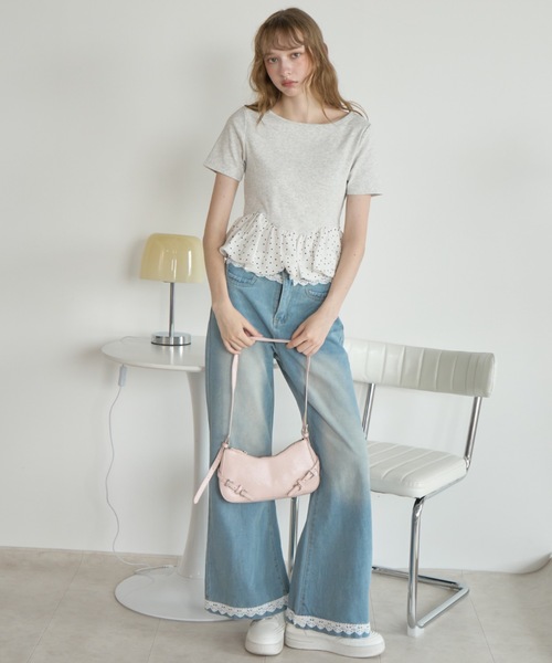 Birthday room(バースデイルーム)の「ドッキングバルーンぺプラムトップス/Docking Balloon Peplum Top(Tシャツ/カットソー・レディース・アイボリー/ブラック・FREE)」の7枚目の写真