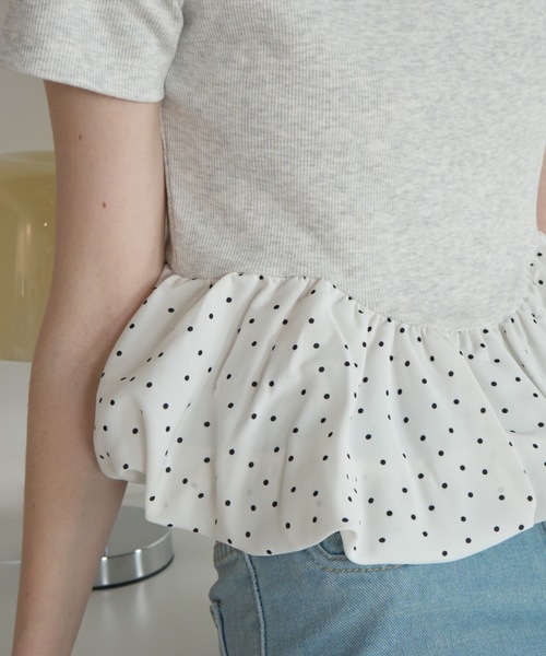 Birthday room(バースデイルーム)の「ドッキングバルーンぺプラムトップス/Docking Balloon Peplum Top(Tシャツ/カットソー・レディース・アイボリー/ブラック・FREE)」の8枚目の写真