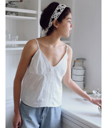 V-neck clover blouse_white