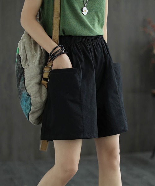 Flugge(フラッジー)の「ウエストゴムハーフパンツ(その他パンツ・レディース・ブラック/ブラウン・MEDIUM/LARGE)」の1枚目の写真
