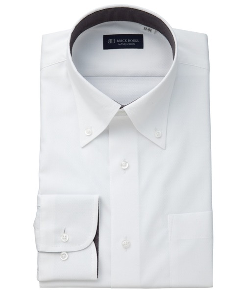 TOKYO SHIRTS(トウキョウシャツ)の「形態安定ノンアイロン ボタンダウン 長袖ビジネスワイシャツ(ビジネスシャツ・メンズ・ホワイト・首回り43cm-裄丈86cm/首回り37cm-裄丈80cm/首回り37cm-裄丈84cm/首回り39cm-裄丈80cm/首回り39cm-裄丈84cm/首回り41cm-裄丈82cm/首回り41cm-裄丈86cm/首回り42cm-裄丈82cm/首回り42cm-裄丈86cm/首回り43cm-裄丈82cm)」の1枚目の写真