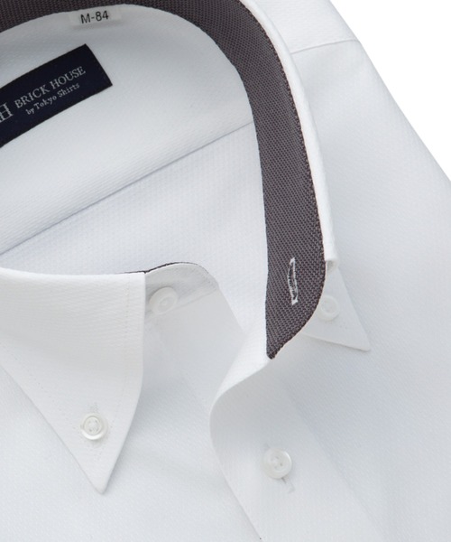 TOKYO SHIRTS(トウキョウシャツ)の「形態安定ノンアイロン ボタンダウン 長袖ビジネスワイシャツ(ビジネスシャツ・メンズ・ホワイト・首回り43cm-裄丈86cm/首回り37cm-裄丈80cm/首回り37cm-裄丈84cm/首回り39cm-裄丈80cm/首回り39cm-裄丈84cm/首回り41cm-裄丈82cm/首回り41cm-裄丈86cm/首回り42cm-裄丈82cm/首回り42cm-裄丈86cm/首回り43cm-裄丈82cm)」の2枚目の写真