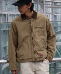 【BEN DAVIS(ベンデイビス)】ZIP FRONT TRUCKER JACKET / トラッカージャケット コーデュロイ衿 ショート丈 中綿キルティング アウター ユニセックス
