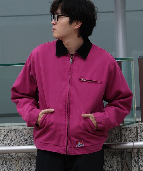 BEN DAVIS(ベンデイビス)の「【BEN DAVIS(ベンデイビス)】ZIP FRONT TRUCKER JACKET / トラッカージャケット コーデュロイ衿 ショート丈 中綿キルティング アウター ユニセックス(ブルゾン・メンズ・ブラック/ネイビー/ピンク系その他/その他1/サンドベージュ・LARGE/MEDIUM/X-LARGE)」の10枚目の写真
