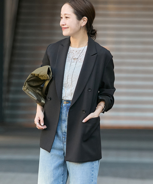 JOURNAL STANDARD(ジャーナルスタンダード)の「《追加》ライクストレッチジャケット(テーラードジャケット・レディース・チョコ/ブラック/チャコールグレー・38/36)」の19枚目の写真