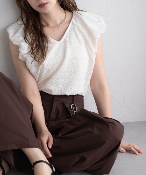 [Raffime] Blended Design Blouse — блузка с узорной отделкой
