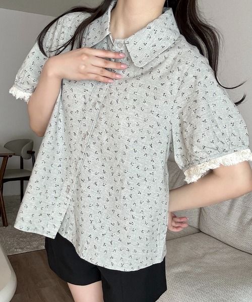 Cham.（チャム）の「花柄コットンブラウス（Tシャツ/カットソー・レディース・グレー/アイボリー・FREE）」の17枚目の写真
