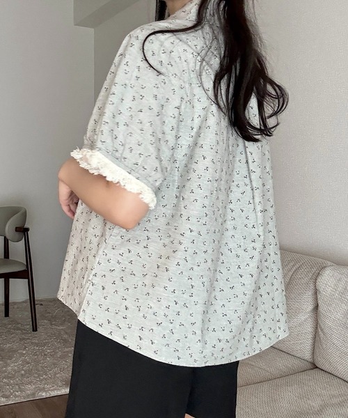 Cham.（チャム）の「花柄コットンブラウス（Tシャツ/カットソー・レディース・グレー/アイボリー・FREE）」の15枚目の写真