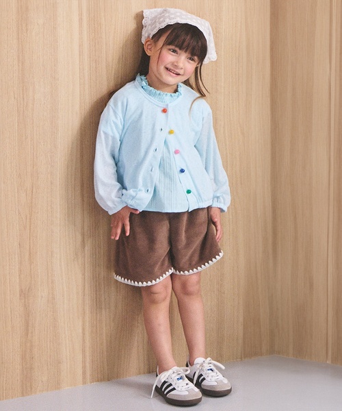 petit main（プティマイン）の「【藤本美貴コラボ】カラフルボタンUVカーデ（カーディガン/ボレロ・キッズ・サックスブルー・L(120-130cm)/M(100-110cm)/S(80-90cm)）」の3枚目の写真