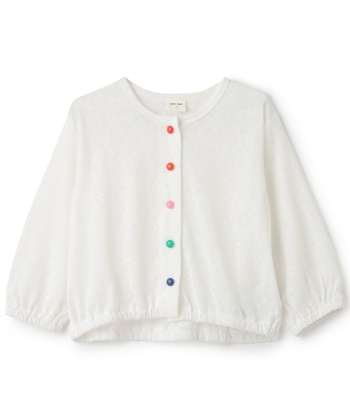 petit main（プティマイン）の「【藤本美貴コラボ】カラフルボタンUVカーデ（カーディガン/ボレロ・キッズ・サックスブルー・L(120-130cm)/M(100-110cm)/S(80-90cm)）」の4枚目の写真